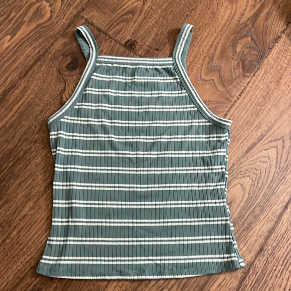 Mudd Turquoise/White Striped Tank Top